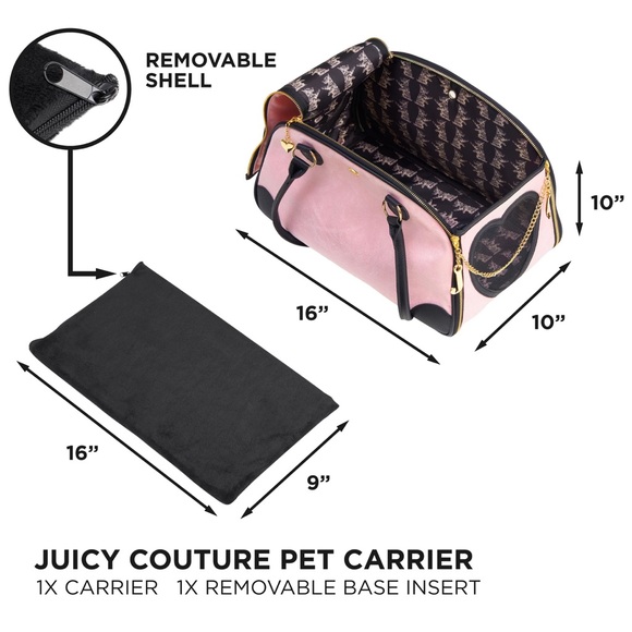 RARE Juicy Couture "GIVE ME TREATS" Pet Carrier 👑 Pink Velour Travel Bag - Picture 4 of 17